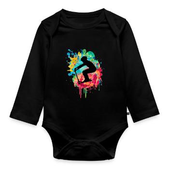 Conception de trottinette acrobatique sportive - Body Bébé bio manches longues - noir - Devant