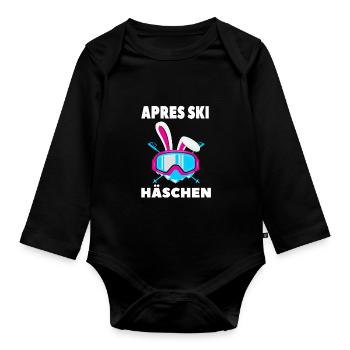 Apres Ski Häschen Skihase Geschenk - Baby Bio-Langarm-Body - Schwarz - Vorne