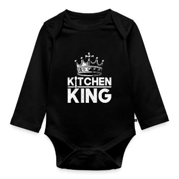 Kitchen King Hobby Chef Funny Chef Gift Man - Organic Longsleeve Baby Bodysuit - black - Front