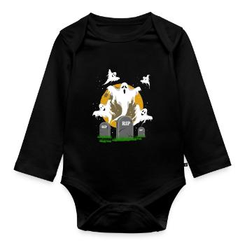 Fantômes d'Halloween - Body Bébé bio manches longues - noir - Devant