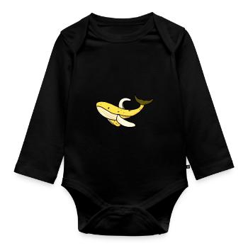 Cadeau Banana Whale Banana - Body Bébé bio manches longues - noir - Devant