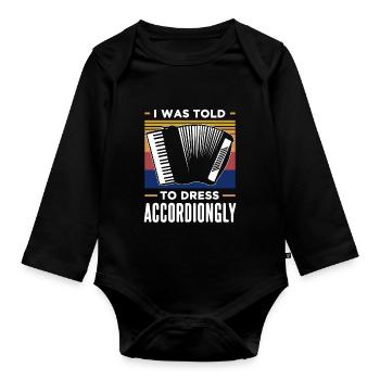 Idée cadeau rétro accordéon - Body Bébé bio manches longues - noir - Devant