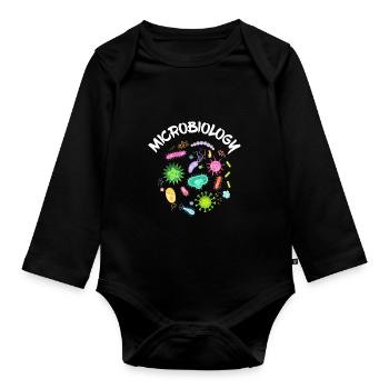 Mikrobiologie Wissenschaftler Bakterien Mikroskop - Baby Bio-Langarm-Body - Schwarz - Vorne