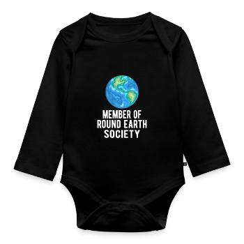 Sarcastic Flat Earth: membre de la Round Earth Society - Body Bébé bio manches longues - noir - Devant