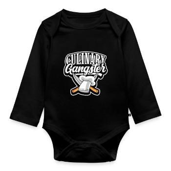 Koch Chefkoch Gourmet Kochmütze Großküche Cuisine - Baby Bio-Langarm-Body - Schwarz - Vorne