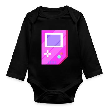 Cadeau vintage de jeux vidéo rétro - Body Bébé bio manches longues - noir - Devant