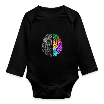 Buntes Gehirn Wissenschaft Kunst - Baby Bio-Langarm-Body - Schwarz - Vorne