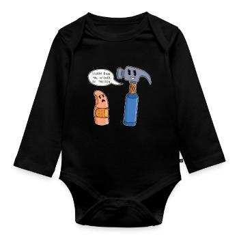 Lustige Hammer Auf Finger Aua Werkzeug Geschenk - Baby Bio-Langarm-Body - Schwarz - Vorne