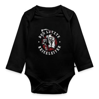 Der Letzte Reiseleiter Sensenmann Reisebüro - Baby Bio-Langarm-Body - Schwarz - Vorne