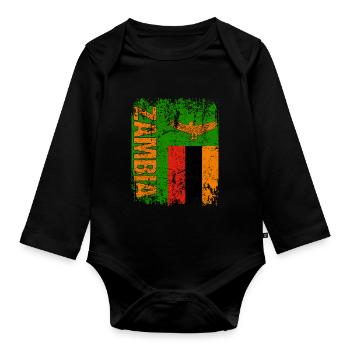 Drapeau Zambie - Body Bébé bio manches longues - noir - Devant