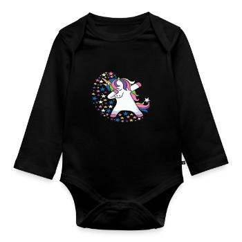 Dabbing Einhörner - Baby Bio-Langarm-Body - Schwarz - Vorne