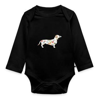 teckel - Body Bébé bio manches longues - noir - Devant