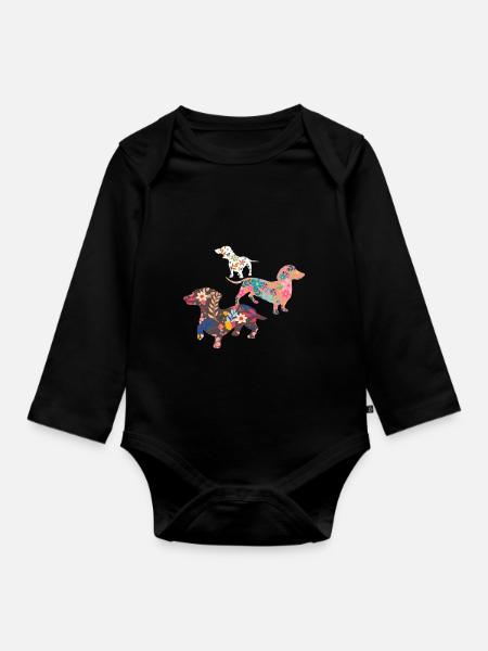 Dackel - Baby Bio-Langarm-Body - Schwarz