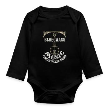 Bluegrass Gitarren Musik Banjo Geschenk - Baby Bio-Langarm-Body - Schwarz - Vorne