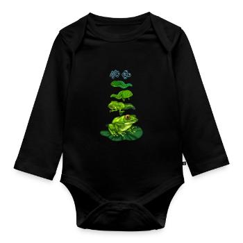 Cycle de métamorphose biologie grenouille têtard - Body Bébé bio manches longues - noir - Devant