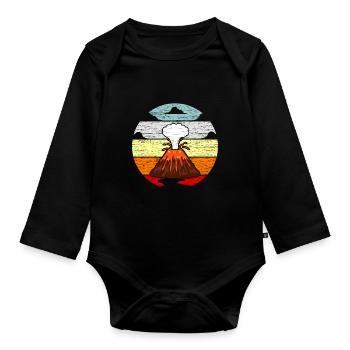 Vulkan Lava Eruption Motiv Geschenkidee - Baby Bio-Langarm-Body - Schwarz - Vorne
