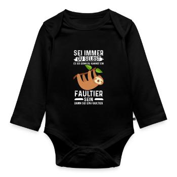 Fuchs Herzschlag EKG Puls Geschenk - Baby Bio-Langarm-Body - Schwarz - Vorne