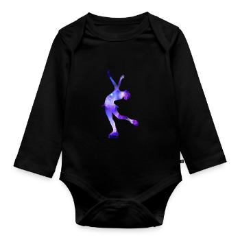 Patinage artistique cadeau fille patineuse artistique - Body Bébé bio manches longues - noir - Devant