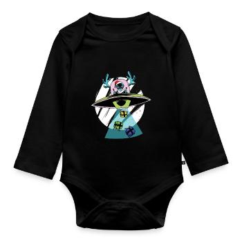 Christmas aliens - Organic Longsleeve Baby Bodysuit - black - Front