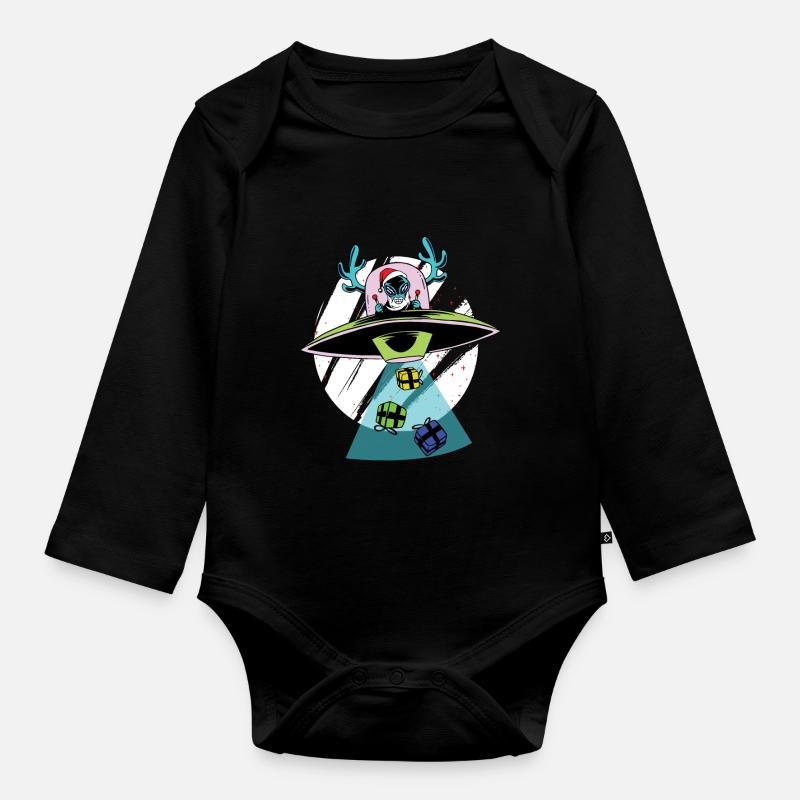 Aliens de Noël - Body Bébé bio manches longues - noir