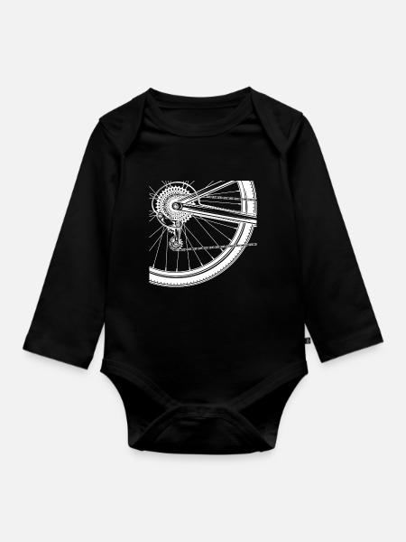 Fahrrad Rennen Speichen Radfahren - Baby Bio-Langarm-Body - Schwarz