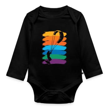 kite kitesurfer kitesurf kite kitesurf - Body Bébé bio manches longues - noir - Devant