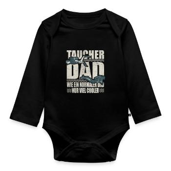 Taucher Dad Normaler Vater Viel Cooler Tauchen - Baby Bio-Langarm-Body - Schwarz - Vorne