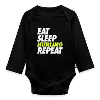 Eat Sleep Hurling Repeat - Baby Bio-Langarm-Body - Schwarz - Vorne