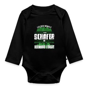 Schäfer Schafe Schaf Hirte Geschenk - Baby Bio-Langarm-Body - Schwarz - Vorne