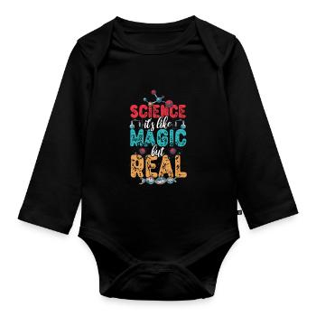 La science, c'est comme de la magie mais un vrai ordinateur nerd - Body Bébé bio manches longues - noir - Devant