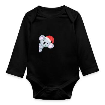 Koala Weihnachten Weihnachtsmütze - Baby Bio-Langarm-Body - Schwarz - Vorne