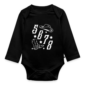 Line Dance 5 6 7 8 Country Music Cowboy Western - Baby Bio-Langarm-Body - Schwarz - Vorne