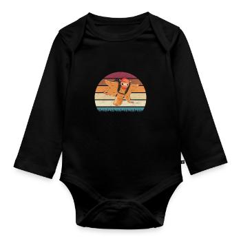 Flying squirrel - Organic Longsleeve Baby Bodysuit - black - Front