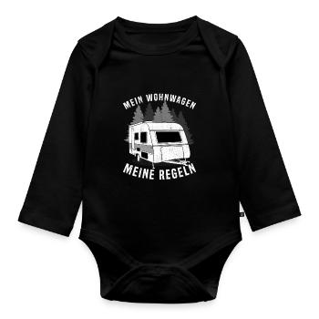 Mein Wohnwagen Regeln Rentner Camping Urlaub - Baby Bio-Langarm-Body - Schwarz - Vorne