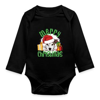 Jack Russell Terrier Hund Christmas Geschenk - Baby Bio-Langarm-Body - Schwarz - Vorne