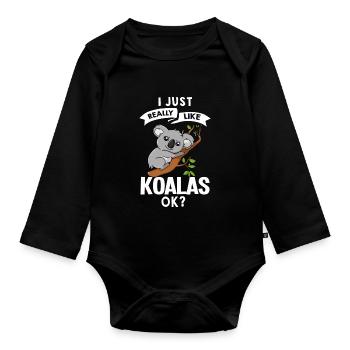 Koala Bear Baby Funny Marsupial Australie - Body Bébé bio manches longues - noir - Devant