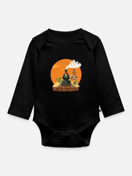 Zug Züge Modeleisenbahn Eisenbahn Geschenk - Baby Bio-Langarm-Body - Schwarz