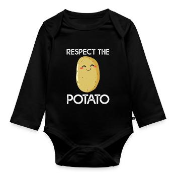 Pomme de terre pomme de terre poire de terre Potates patates douces - Body Bébé bio manches longues - noir - Devant