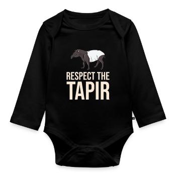 Tapir horse Malayan baby tapirus - Organic Longsleeve Baby Bodysuit - black - Front