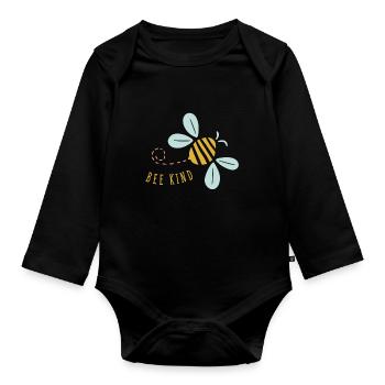 Bee Kind - Baby Bio-Langarm-Body - Schwarz - Vorne
