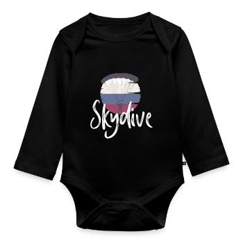 skydiving parachute skydiving skydive - Organic Longsleeve Baby Bodysuit - black - Front