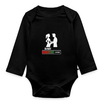 Baby loading - Geburt Daddy Papa - Baby Bio-Langarm-Body - Schwarz - Vorne