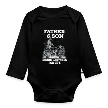 Schneemobil Vater und Sohn Geschenk - Baby Bio-Langarm-Body - Schwarz - Vorne
