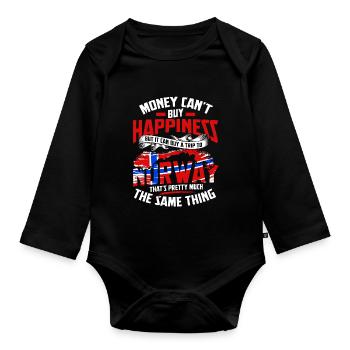 Norwegen Wikinger Oslo Fjord Elch Norge Norway - Baby Bio-Langarm-Body - Schwarz - Vorne