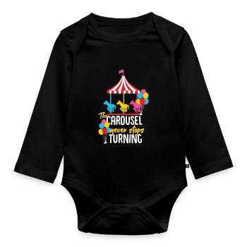 Carousel fair gift idea - Organic Longsleeve Baby Bodysuit - black - Front