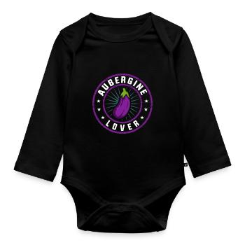 Aubergine - Baby Bio-Langarm-Body - Schwarz - Vorne