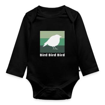Bird bird bird - Organic Longsleeve Baby Bodysuit - black - Front