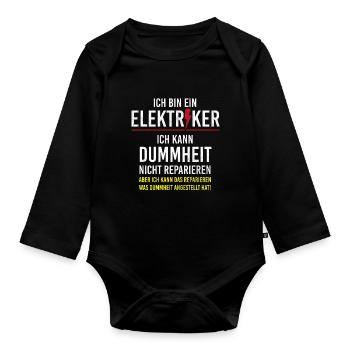 Elektriker I Lustiger Spruch I Arbeit Fun - Baby Bio-Langarm-Body - Schwarz - Vorne