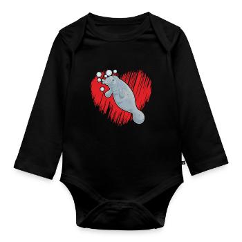 Seekuh Liebe Seekuh - Baby Bio-Langarm-Body - Schwarz - Vorne