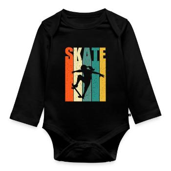 Skateboard Skater Girl Stunt Skater Girl - Organic Longsleeve Baby Bodysuit - black - Front